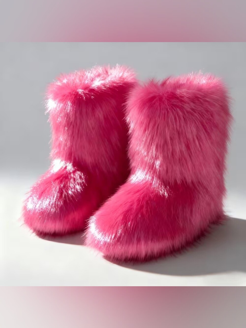 Plush Candy Pink Faux Fur Cozy Winter Boots